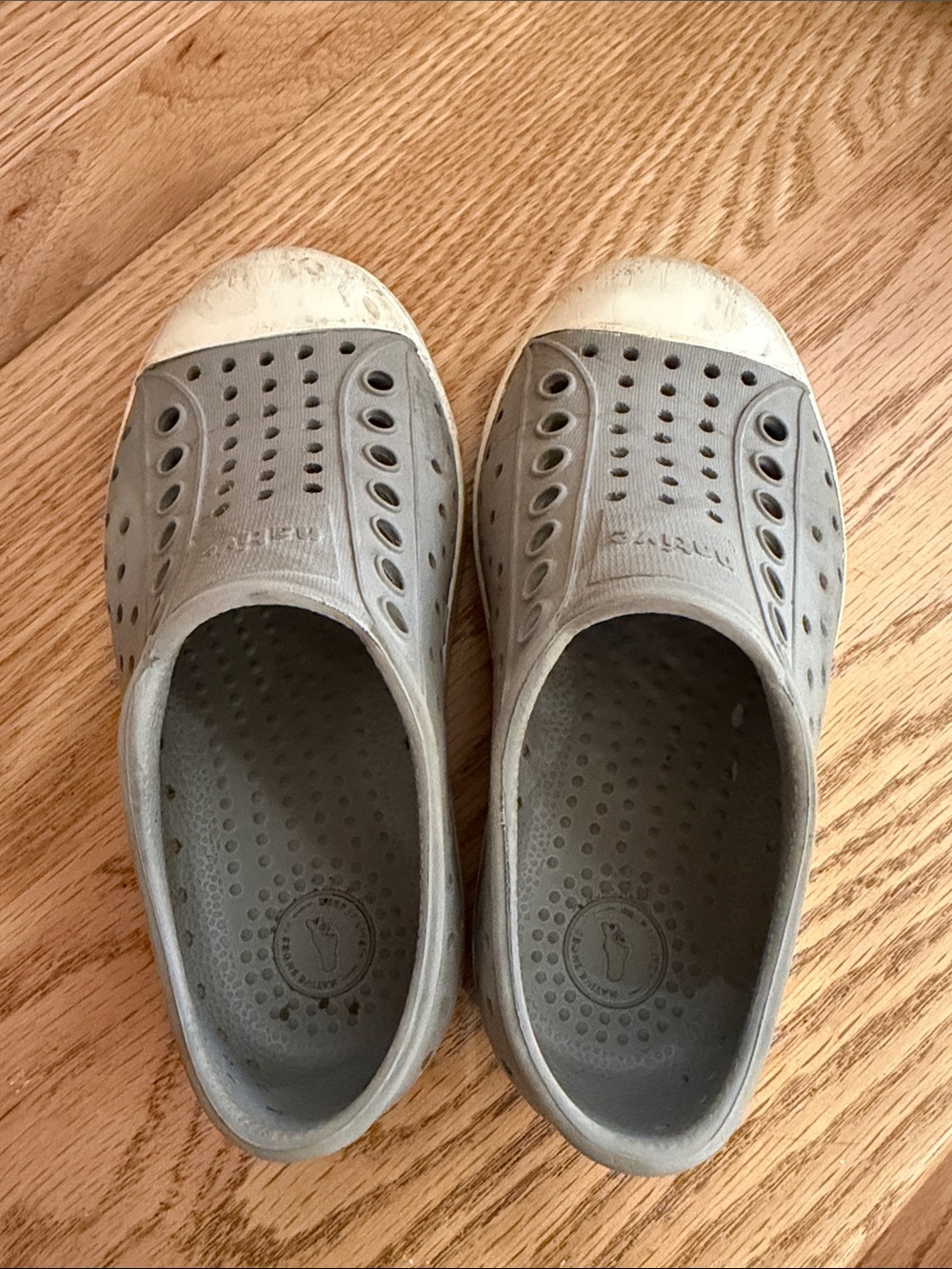 Native 8 Kids Grey Slip-On Water Shoes with White Toe - Lightweight Play Shoe